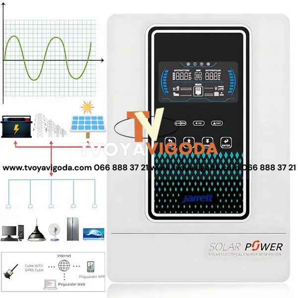 Гибридный инвертор Jarrett SVM 6.2 KVA (48 В, 6500 Вт), MPPT 120 А, защита IP21 JAR651 фото