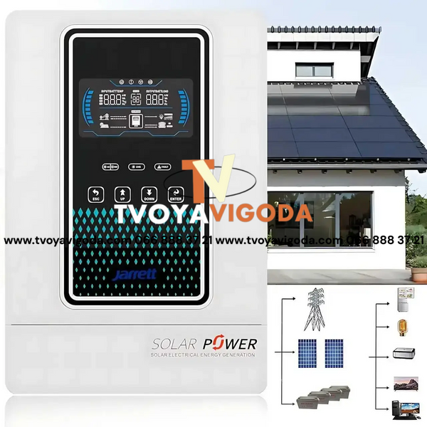 Гибридный инвертор Jarrett SVM 6.2 KVA (48 В, 6500 Вт), MPPT 120 А, защита IP21 JAR651 фото