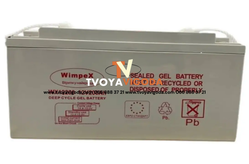 Гелева акумуляторна батарея Wimpex 12V 200Ah з технологією AGM WX12200 фото